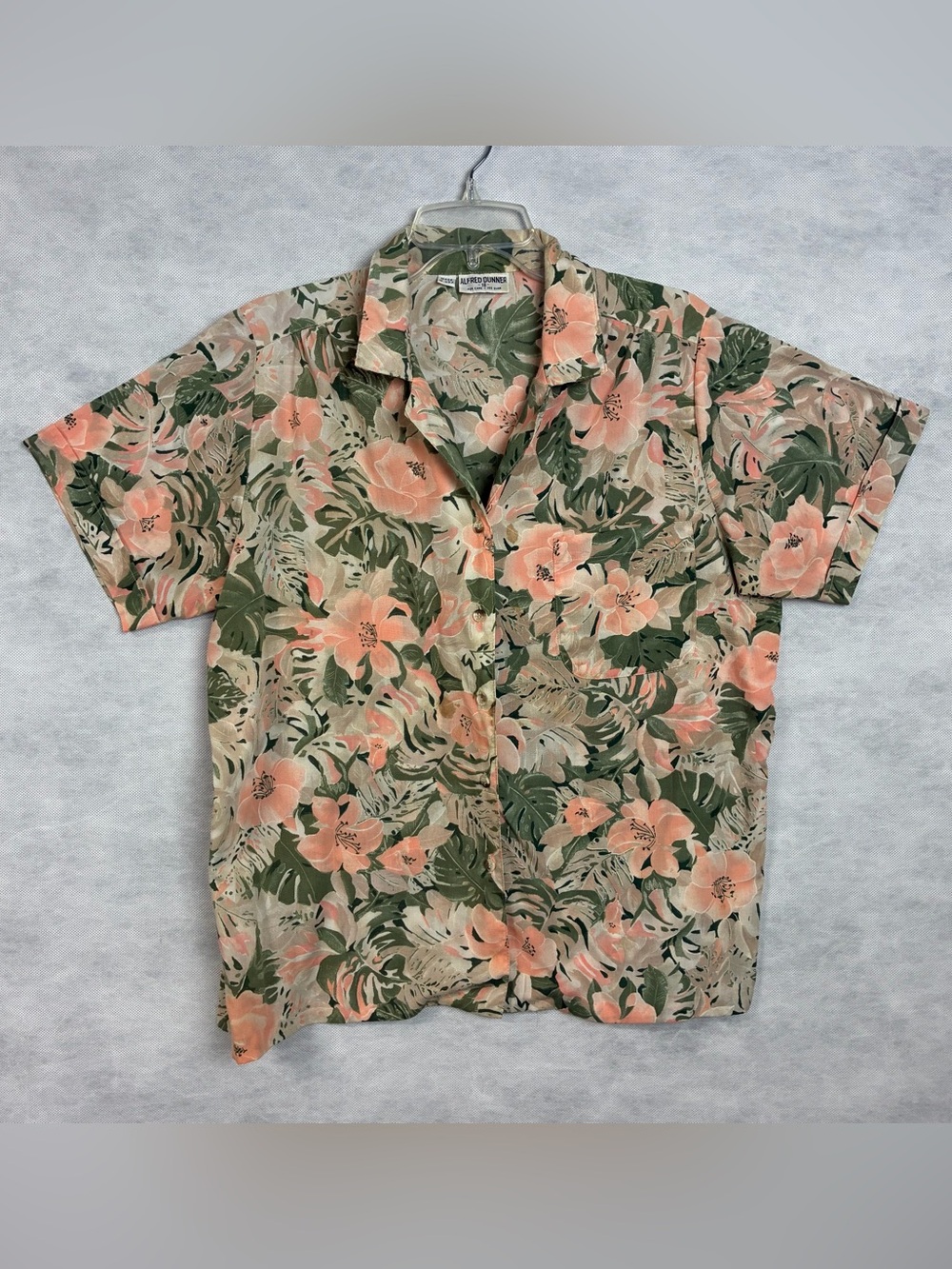 Alfred Dunner Vintage Floral Button Down Shirt Tropical Blouse Top Sz 18 Flaw